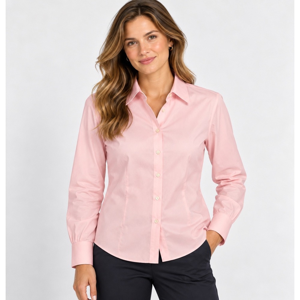 Brooks Brothers Pink Non-Iron Stretch Fitted Button Down Shirt Womens 14 NWT
